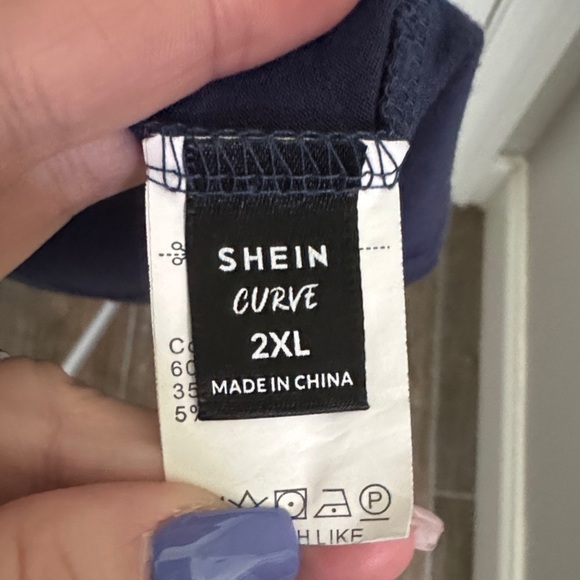 SHEIN Dark Blue Blouse with Lace Detail - Picture 2 of 7